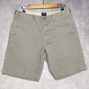 J Crew Mens Gramercy Shorts size 32 Gray Flat Front Cotton Chinos‎